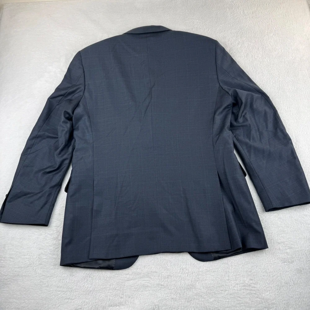 Peter Millar Blazer Mens 40R Navy Blue Wool Windowpane Check Sport Coat 2 Button